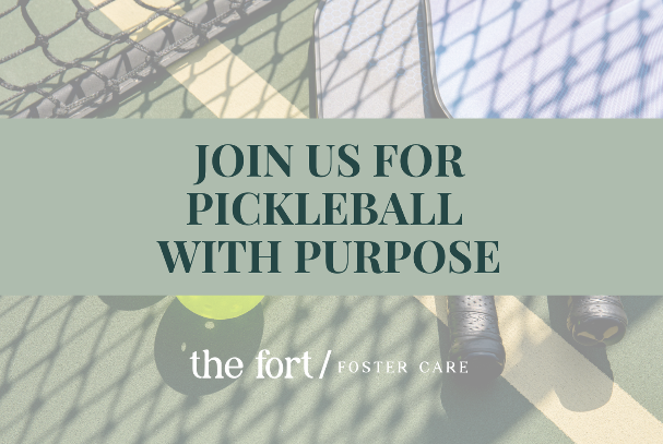 The Fort Foster Care Pickleball with purpose graphic